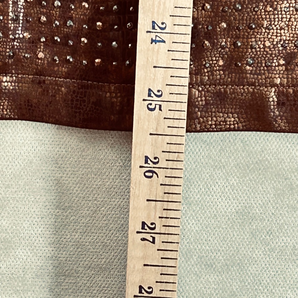Chicos Bronze Metallic Rhinestone‎ Snakeskin Print Jacket Size 3 (women’s 16) - Picture 5 of 9